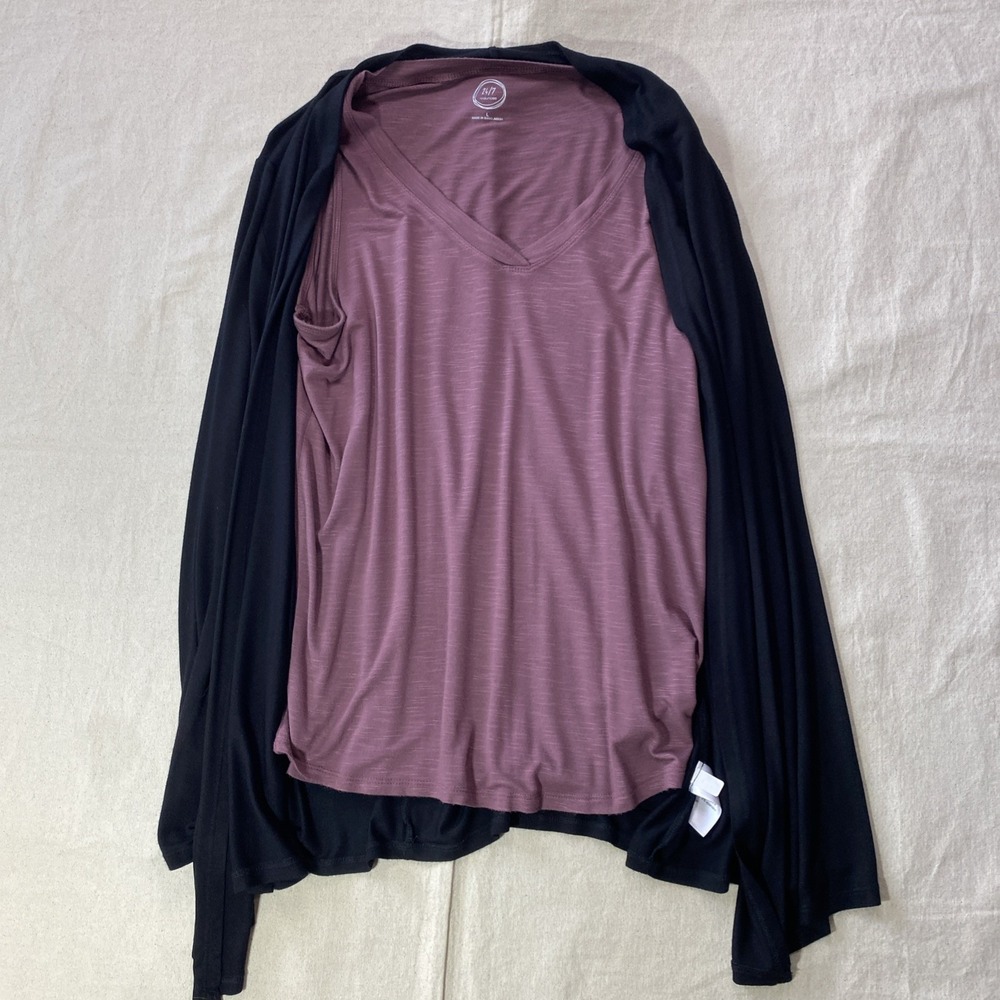 Maurices Women's V-Neck Sleeveless And Black Cardigan Combo Size L freshly Clean